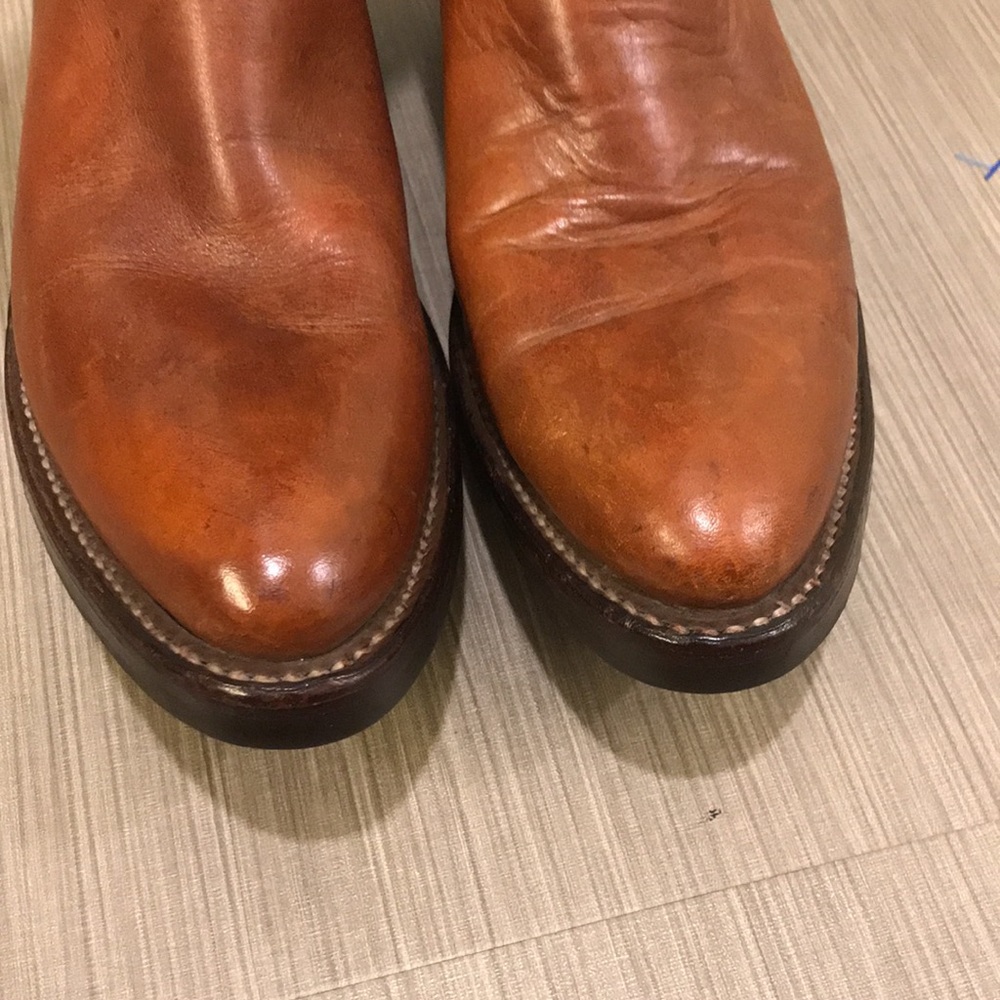 Nocona Brown Leather Cowboy Boots with Pull Tabs - Picture 3 of 12